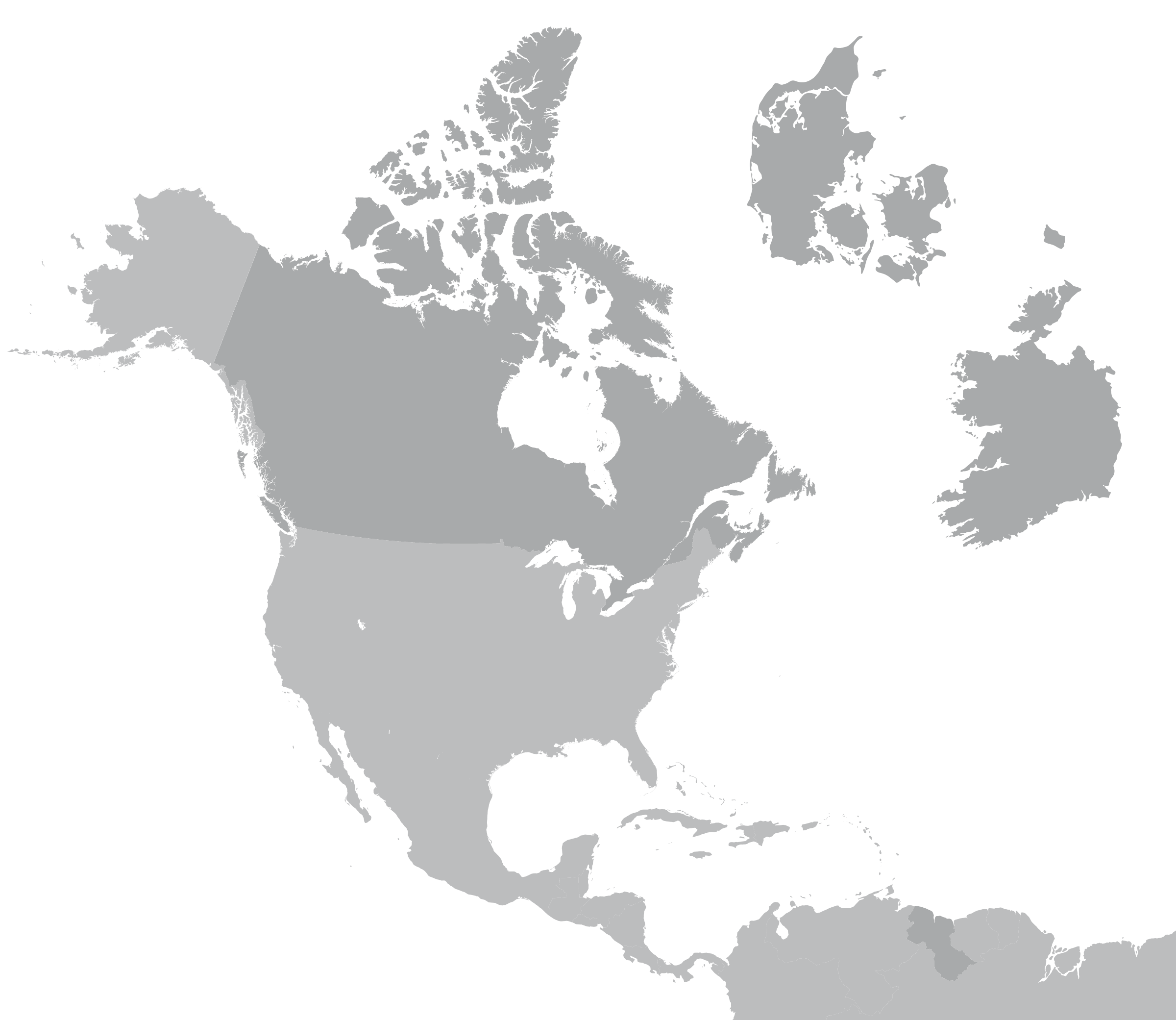Map of Altomaxx offices in Canada, Guyana, Ireland and Denmark