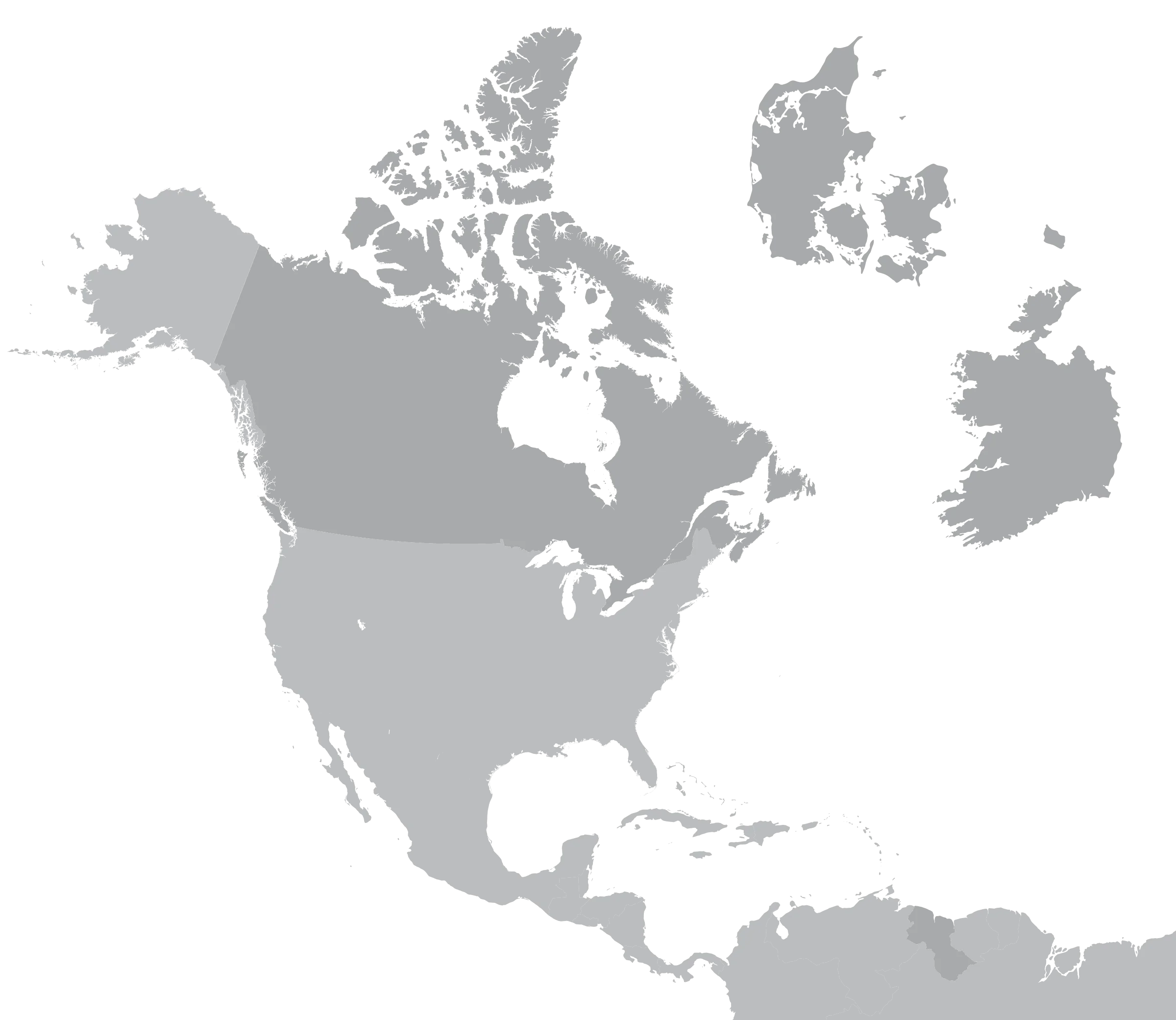 Map of Altomaxx offices in Canada, Guyana, Ireland and Denmark